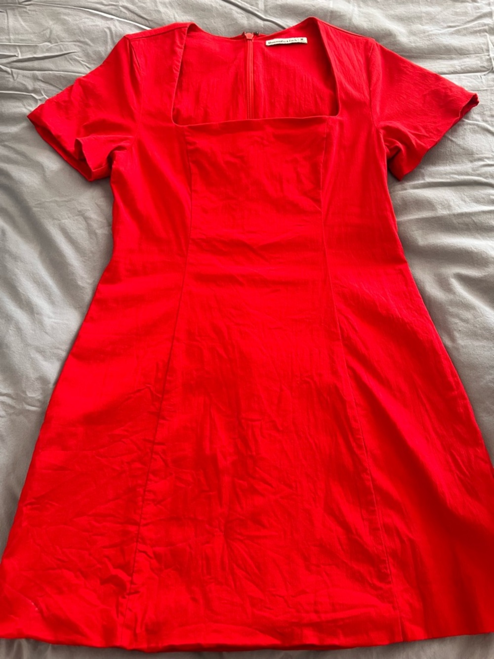 Abercrombie & Fitch Red Short-Sleeve Square-Neck Mini Dress